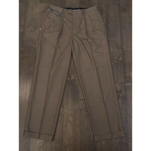NWT Perry Ellis America Mens Brown Pleated Dress Pants Size 38X34 Cuffed Slacks